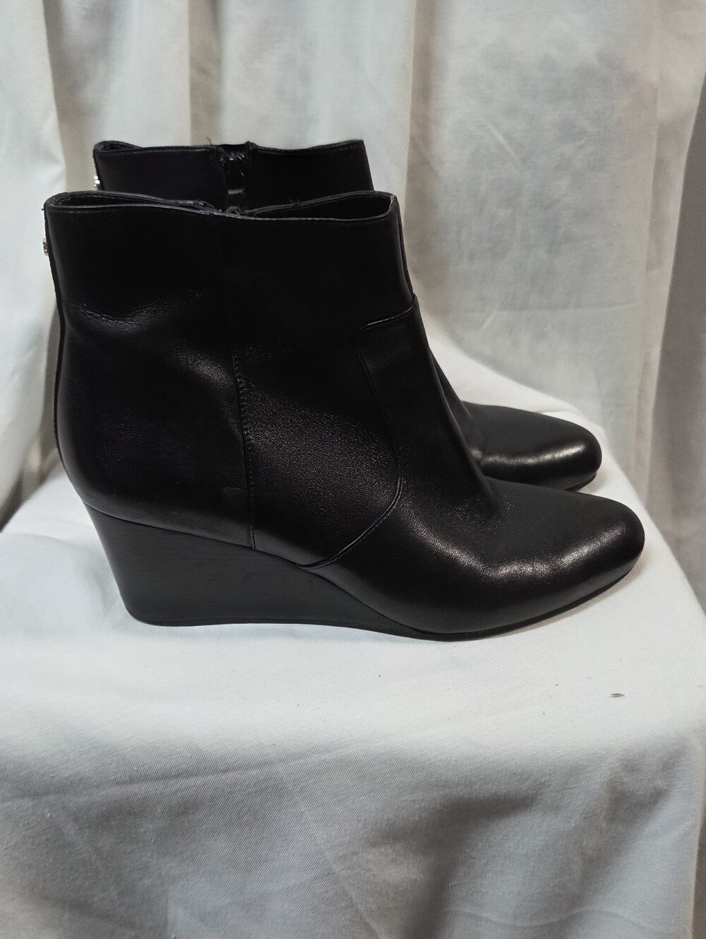 Cole Haan Black Leather Wedge Ankle Booties
